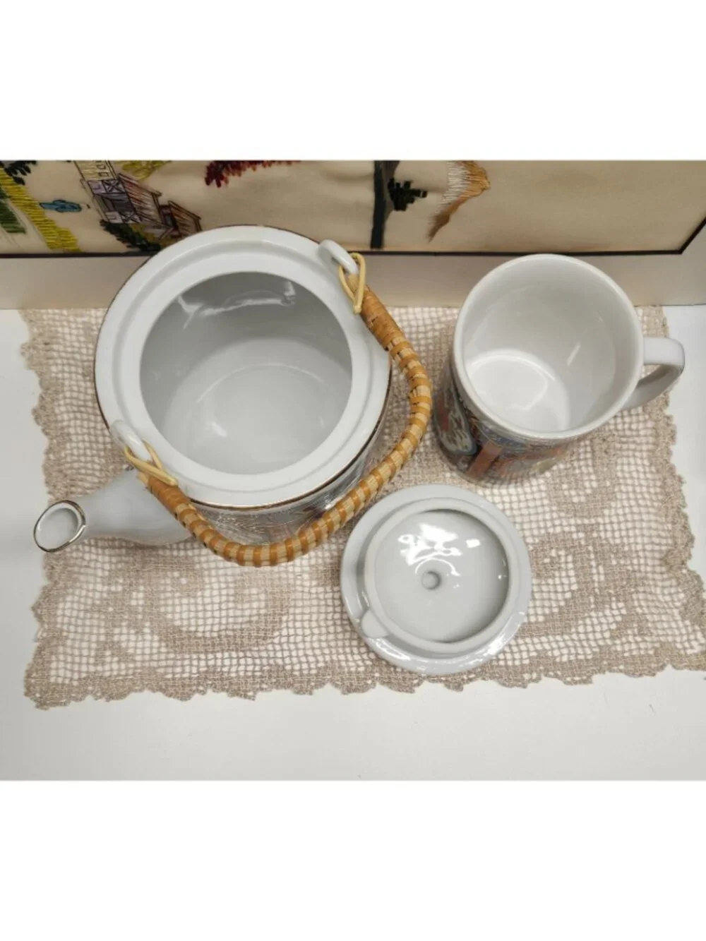Imari Ware Teapot & Mug Set National Silver Co Nagoya Japan Vintage
